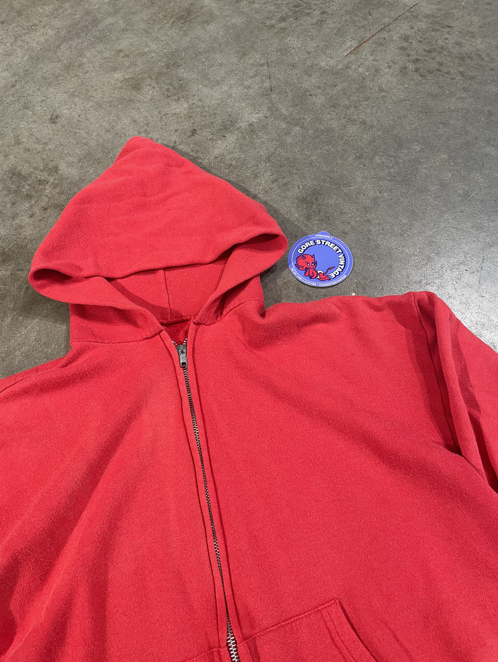Vintage 70s Red Zip Up Hoodie FL Robinson L 21x22